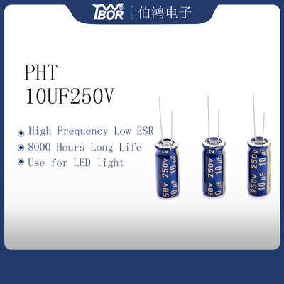 낮은 ESR 알루미늄 전기분해 축전기 10uf250v 8x16mm