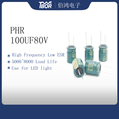 5000 시간 100UF80V는 빛 축전기 10X20MM ISO14001을 이끌었습니다