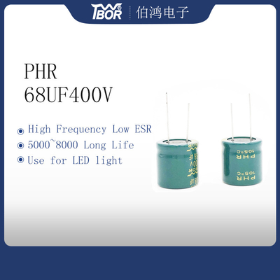 68UF400V 래디얼 형 LED 라이트 축전기