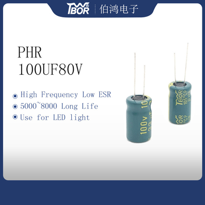 고주파 100uF 80V 알루미늄 전기분해 축전기 10X20mm 5000 시간