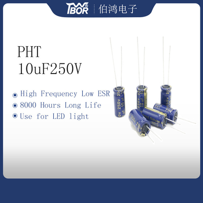 10UF 250V 8x16mm 광선 전해 커패시터 20%는 허용오차를 줍니다