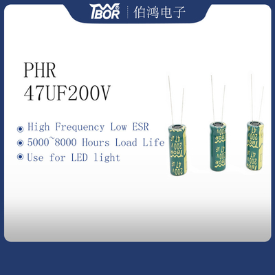 고주파 낮은 ESR 전해 커패시터 47UF200V 13x25MM