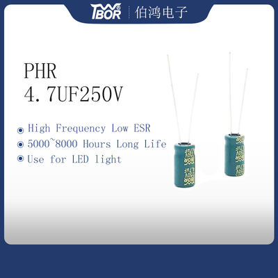 LED 라이트를 위한 8x12MM 4.7UF250V 낮은 ESR 전해 커패시터
